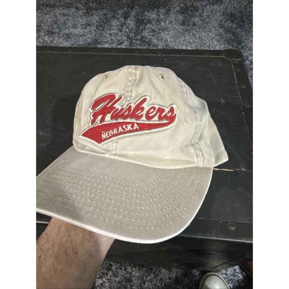 VINTAGE Nebraska Huskers Hat The Game Tan Adjustable 90s NCAA Football